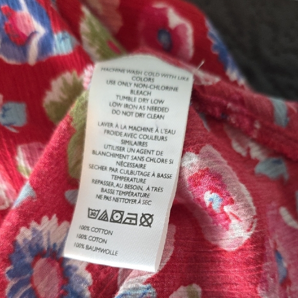 EUC Pilcro Anthropologie XL Red Floral Blouse - Picture 5 of 6